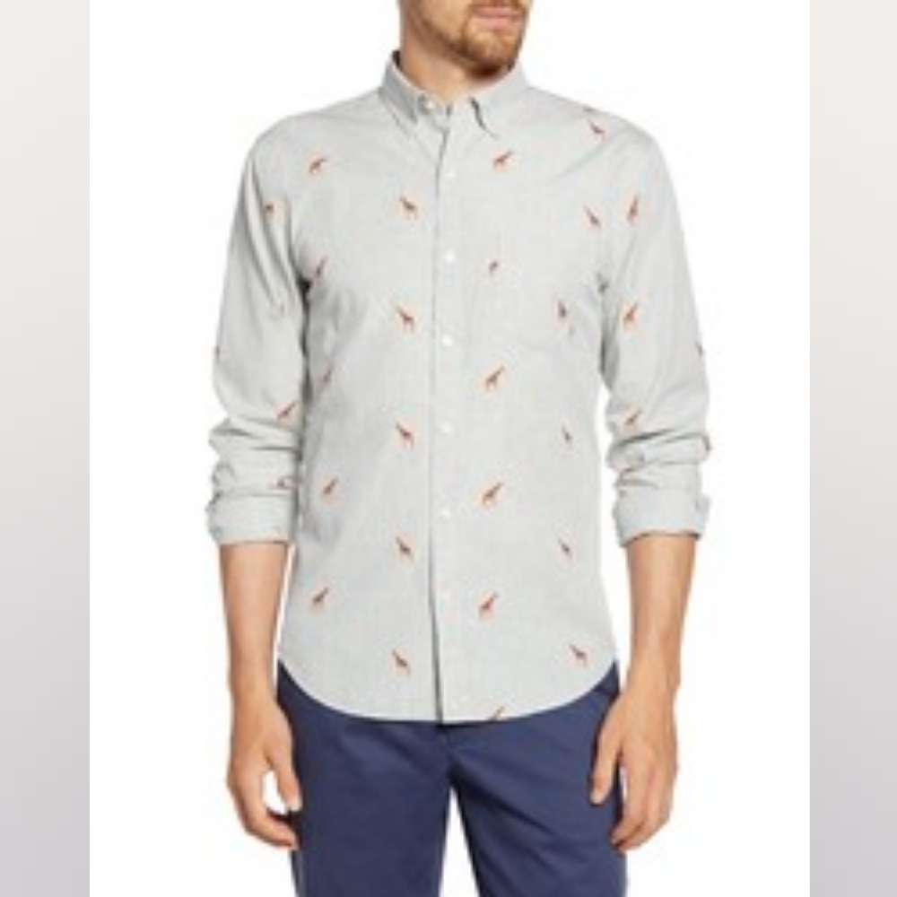 Bonobos Giraffe Print XL Long Mens Dress Shirt